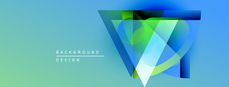 Abstract geometric design. Blue, green gradients create layered triangular shapes. Modern background...