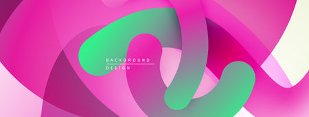 Abstract flowing shapes, vibrant pinks, greens, gradients. Modern design element, smooth curves...