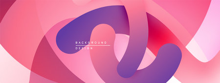 Abstract flowing shapes, pinks, purples create modern background. Soft gradients suggest depth, movement. Minimalist design.のイラスト素材