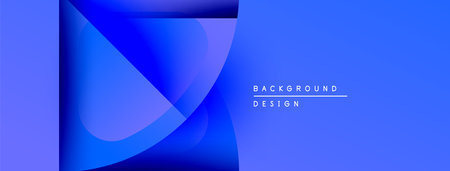 Abstract blue gradients create dynamic visual flow. Modern design elements suggest technology, innovation, depth. Simple text complements composition.のイラスト素材