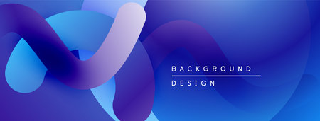 Abstract fluid shapes, blue hues dominate. Modern design, gradient effect creates depth, smooth...