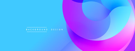 Abstract fluid shapes overlap, creating vibrant blue, purple gradients. Modern design element for backgrounds, presentations.のイラスト素材