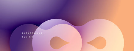 Abstract fluid shapes, gradient colors. Purple transitions to orange. Modern design element for backgrounds, presentations.のイラスト素材