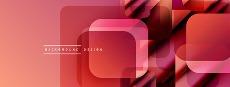 Abstract geometric design. Red gradients form rounded squares, creating modern background texture....