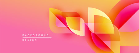 Abstract fluid shapes, vibrant pinks, oranges, yellows create dynamic background. Modern design elements suggest movement, energy.のイラスト素材