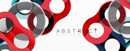 Abstract design features overlapping circles, vibrant colors, modern aesthetic. Dynamic composition creates visual interest.のイラスト素材