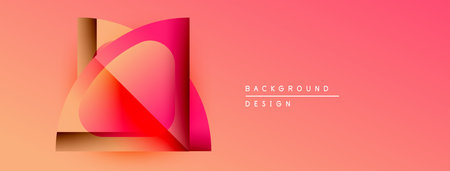 Abstract geometric shapes overlap, creating dynamic visual effect. Gradient colors range from gold to pink. Minimalist design suitable for backgrounds.のイラスト素材