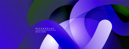 Abstract fluid shapes overlap, creating vibrant purple, green gradients. Modern design, smooth...