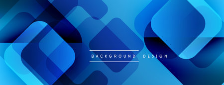 Abstract blue geometric shapes overlap creating modern background. Gradient colors provide depth, visual interest. Design feels dynamic, sleek.のイラスト素材