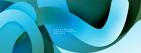 Abstract flowing shapes, blue hues dominate design. Smooth gradients create dynamic visual texture. Modern background element.のイラスト素材