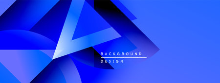 Abstract blue shapes overlap, creating dynamic gradient effect. Text reads background design. Modern visual presentation.のイラスト素材