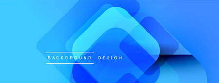 Abstract blue layers create dynamic background. Overlapping squares suggest depth, modern design elements. Smooth gradients offer visual interest.のイラスト素材