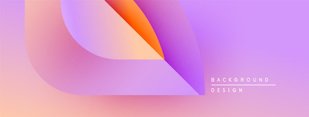 Abstract gradients blend, creating soft curves. Pink, purple, orange hues dominate design. Text reads background design.のイラスト素材
