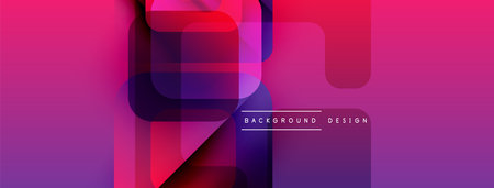 Abstract geometric shapes overlap, creating vibrant pink, purple gradients. Modern design element for backgrounds, banners, presentations.のイラスト素材