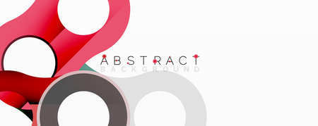 Modern design features red, gray circles. White background provides clean contrast. Abstract text element present. Simple, elegant composition.のイラスト素材