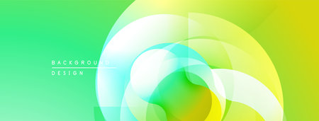 Abstract vibrant layers create dynamic visual flow. Green, yellow hues blend, forming modern design element.のイラスト素材