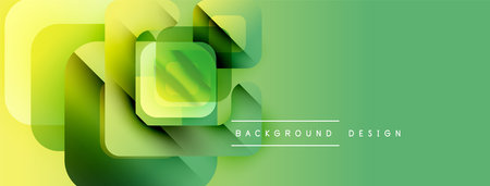 Abstract geometric shapes overlap, creating vibrant green, yellow gradients. Modern design element for backgrounds, banners, presentations.のイラスト素材