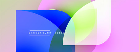 Abstract colorful shapes overlap. Gradient hues blend, creating modern background design. Soft...