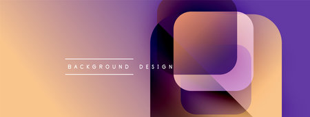 Abstract gradient background. Overlapping squares create modern visual effect. Text reads background design. Soft color transitions present.のイラスト素材