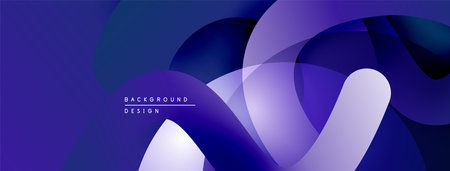 Abstract shapes overlap, creating dynamic purple gradients. Modern design suitable for backgrounds,...
