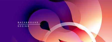 Abstract fluid shapes blend purple, pink, orange hues. Modern design evokes movement, depth, visual interest. Gradient transitions create dynamic composition.のイラスト素材