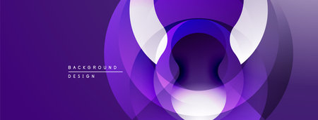 Abstract purple design. Overlapping circles create dynamic visual effect. Modern, smooth gradients, elegant composition.のイラスト素材