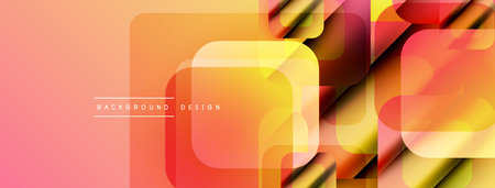 Abstract geometric pattern. Orange, yellow hues blend smoothly. Rectangles overlap creating dynamic visual effect. Modern design element.のイラスト素材