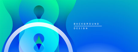 Abstract fluid shapes, vibrant bluegreen gradient. Modern design, smooth transitions, dynamic composition. Minimalist aesthetic, clean lines.のイラスト素材