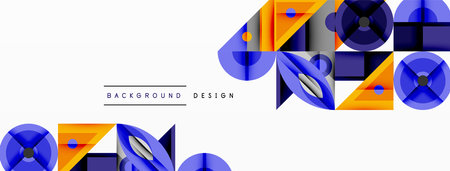 Abstract geometric shapes, vibrant colors, modern design elements. Clean lines, dynamic composition,...