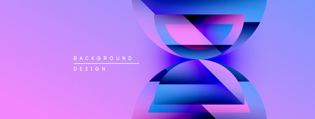 Abstract design features layered shapes, vibrant purple, blue gradients. Modern aesthetic, suitable...
