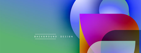 Abstract colorful shapes overlap, creating vibrant gradient background. Modern design elements suggest creativity, fluidity.のイラスト素材