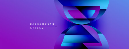 Abstract purple, blue design. Geometric shapes overlap creating dynamic visual effect. Modern background suitable for presentations.のイラスト素材