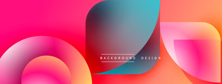 Abstract vibrant shapes overlap. Gradient colors blend, creating modern background design. Smooth...