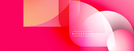 Abstract geometric shapes overlap. Pink, white, orange hues create dynamic composition. Modern design element for backgrounds.のイラスト素材