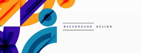 Abstract geometric shapes, vibrant colors, modern design. White background provides contrast, dynamic composition.のイラスト素材