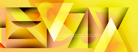 Abstract geometric design. Yellow, orange gradients create dynamic shapes. Modern background suitable for various projects. Minimalist style.のイラスト素材