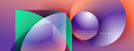 Abstract colorful shapes overlap. Gradient hues create dynamic visual effect. Modern design elements...