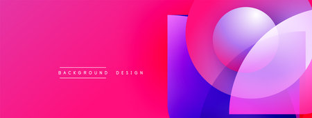 Vibrant pink purple gradient background. Overlapping circles create modern abstract design. Text reads background design.のイラスト素材