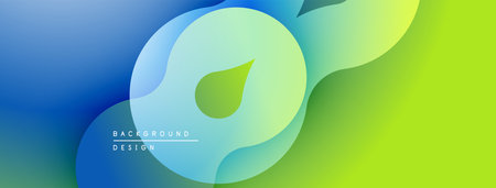 Abstract fluid shapes blend blue, green hues. Modern design evokes movement, energy, freshness. Minimalist aesthetic suitable backgrounds.のイラスト素材