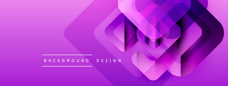 Abstract purple layers create dynamic visual effect. Gradient background with text elements. Modern...