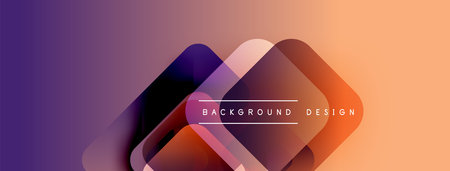 Abstract geometric shapes overlap, creating vibrant gradient background. Modern design elements suggest innovation, fluidity.のイラスト素材