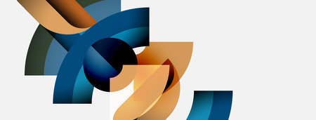 Abstract shapes overlap, creating dynamic composition. Warm, cool tones blend, suggesting movement, depth. Minimalist design, modern aesthetic.のイラスト素材