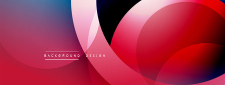 Abstract background features overlapping circles. Red, purple, blue gradients create modern visual...