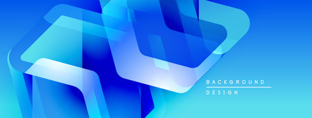 Abstract blue shapes overlap, creating dynamic visual effect. Gradient background adds depth, modern feel. Clean design elements present.のイラスト素材