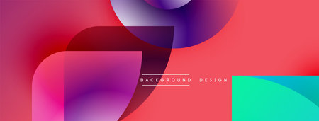Abstract vibrant background. Overlapping shapes create dynamic visual effect. Colors blend smoothly,...