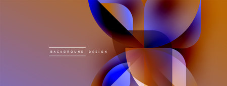 Abstract fluid shapes overlap, creating vibrant color gradients. Design features orange, purple,...