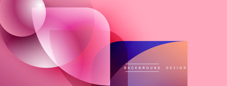 Abstract pink background features flowing shapes, gradients. Modern design elements create dynamic...