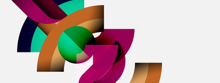 Abstract colorful shapes intertwine, creating dynamic visual composition. Smooth gradients suggest depth, form modern design element.のイラスト素材