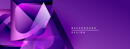 Abstract purple design features overlapping shapes, gradients. Modern aesthetic suitable for banners, presentations. Minimalist style.のイラスト素材