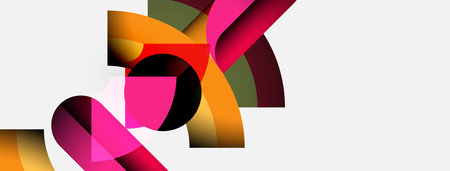 Abstract shapes overlap, creating vibrant color gradients. Modern design features smooth transitions, dynamic composition.のイラスト素材